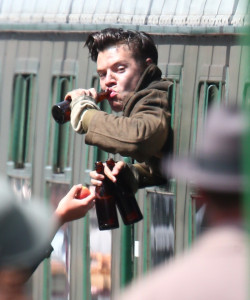 Harry Styles on the set of 'Dunkirk'