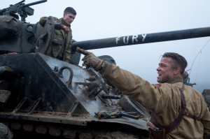Norman (Logan Lerman) and Wardaddy (Brad Pitt) in Columbia Pictures' FURY.